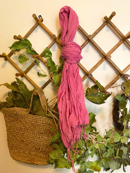 Gingham Check Scarf | Natural Dye | Organic Cotton | Lightweight Scarf | Compostable