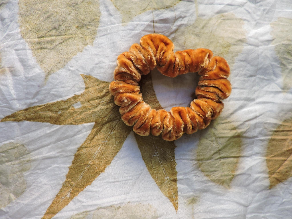 Small Velvet Scrunchie | Hand-Dyed Mulberry Silk | Naturally Dyed | Plant Dye