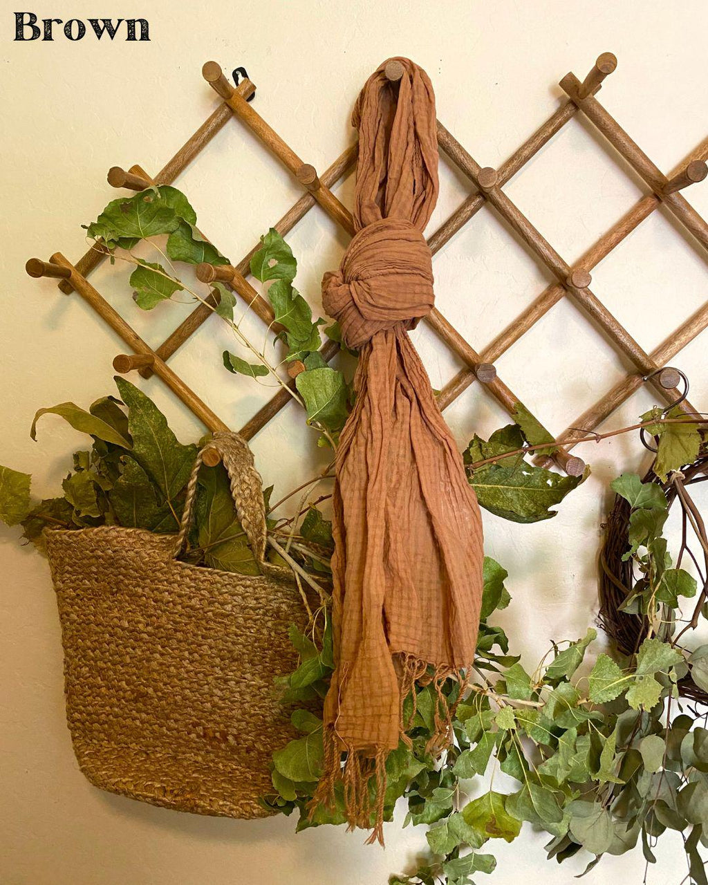 Gingham Check Scarf | Natural Dye | Organic Cotton | Lightweight Scarf | Compostable