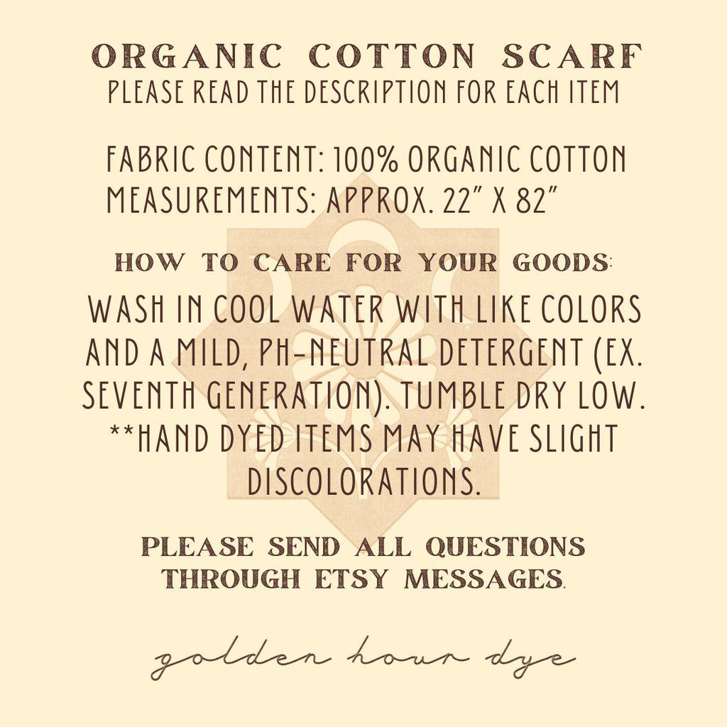 Striped Scarf | Natural Dye | Organic Cotton | Golden Hour Dye