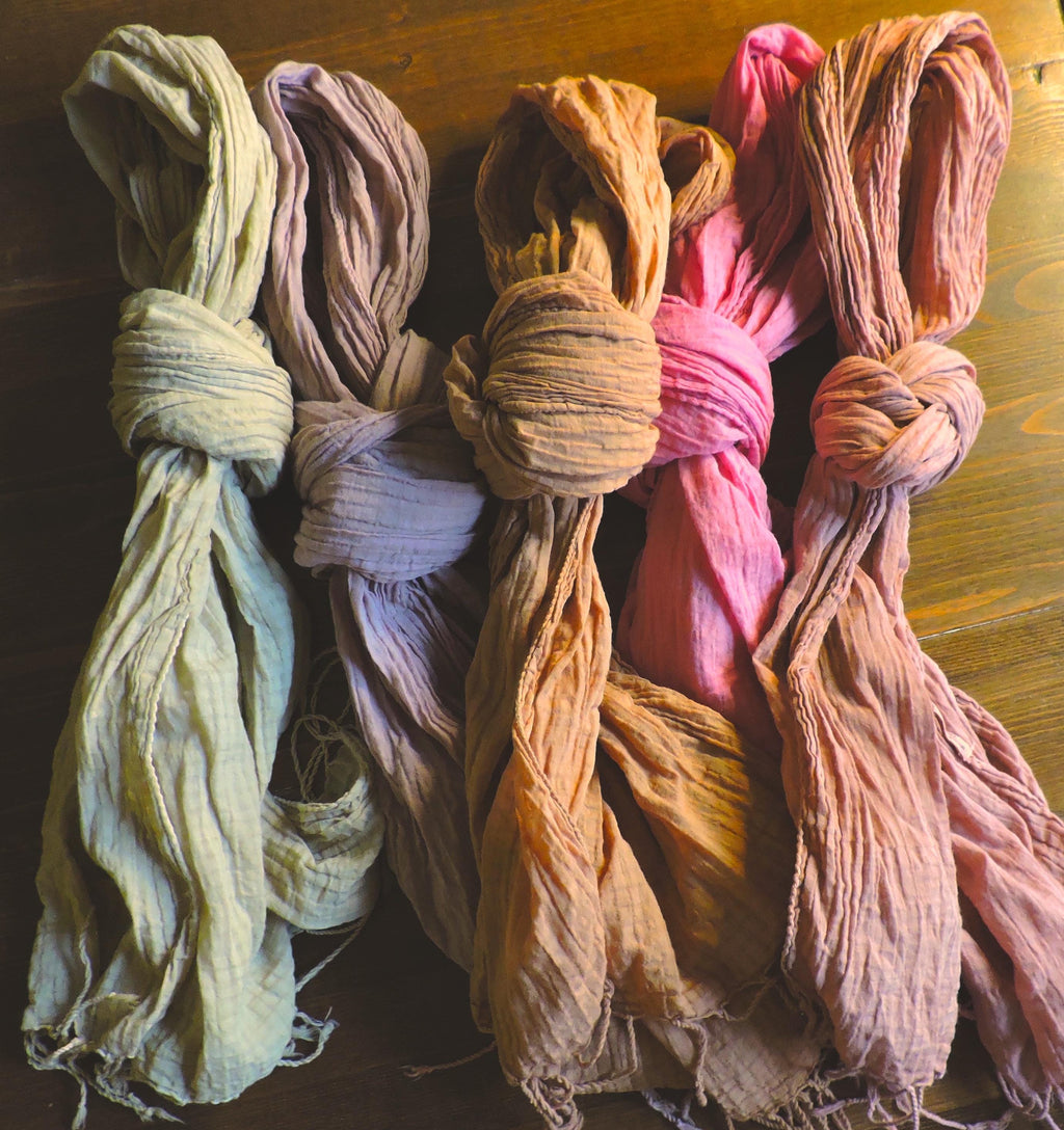 Gingham Check Scarf | Natural Dye | Organic Cotton | Lightweight Scarf | Compostable