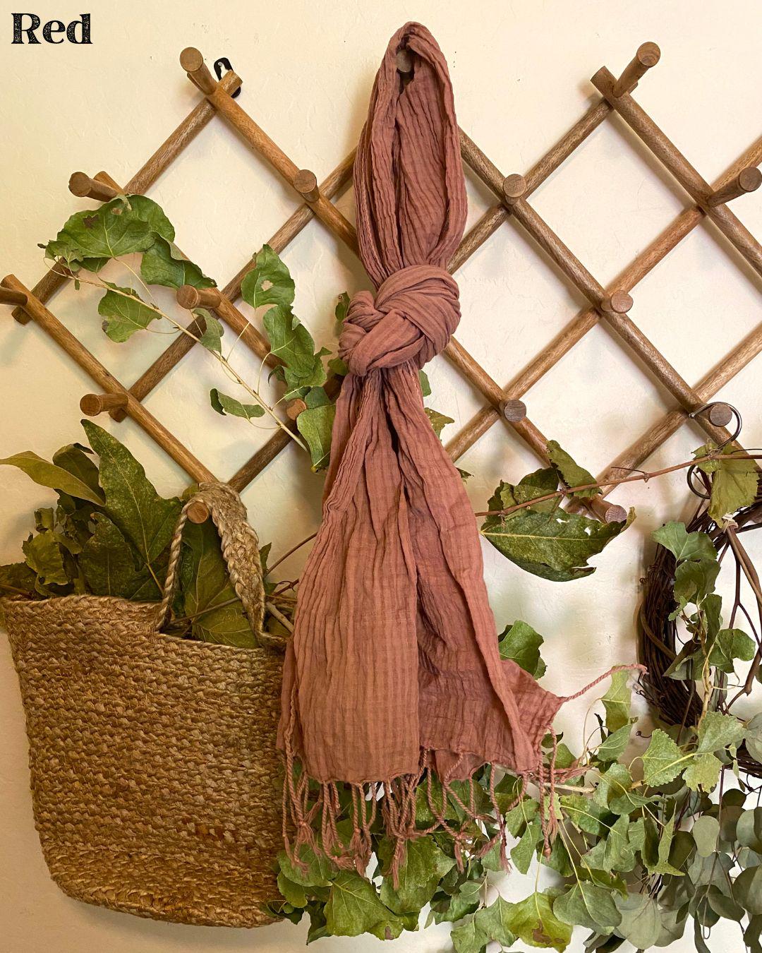 Gingham Check Scarf | Natural Dye | Organic Cotton | Lightweight Scarf | Compostable