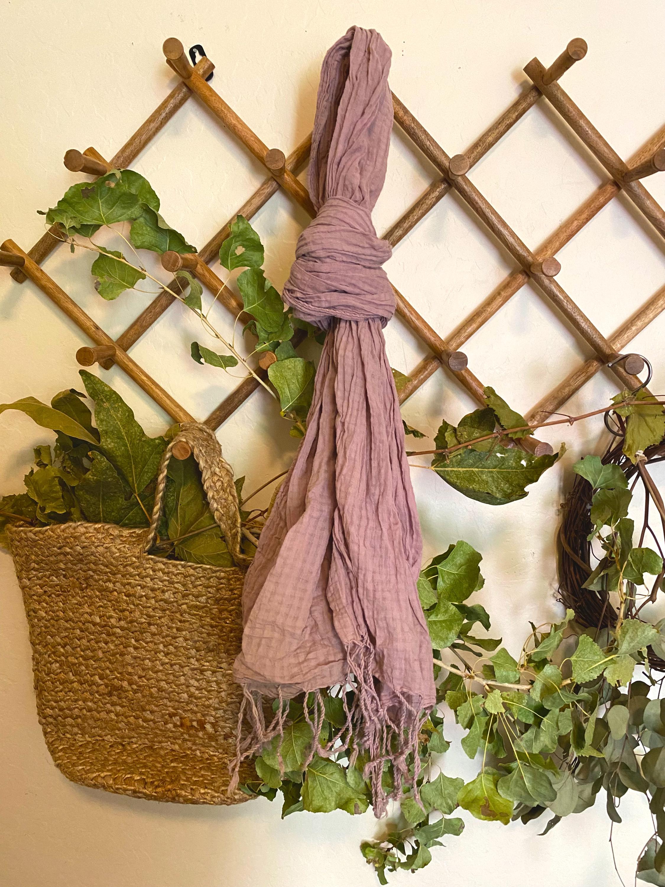 Gingham Check Scarf | Natural Dye | Organic Cotton | Lightweight Scarf | Compostable