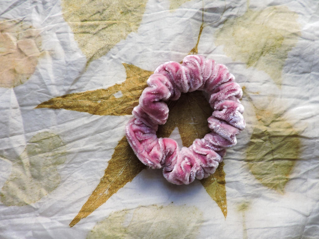 Small Velvet Scrunchie | Hand-Dyed Mulberry Silk | Naturally Dyed | Plant Dye