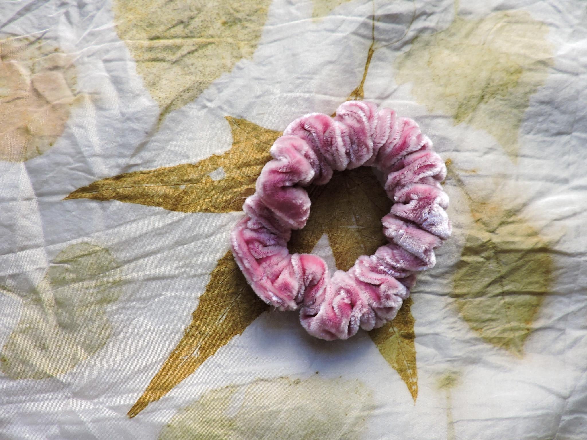 Small Velvet Scrunchie | Hand-Dyed Mulberry Silk | Naturally Dyed | Plant Dye