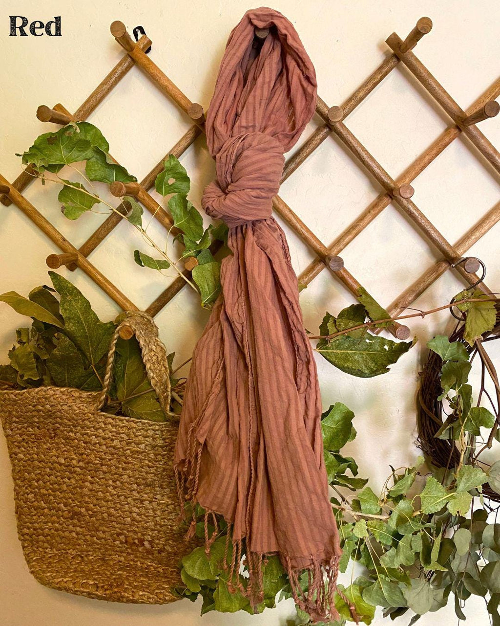 Striped Scarf | Natural Dye | Organic Cotton | Golden Hour Dye