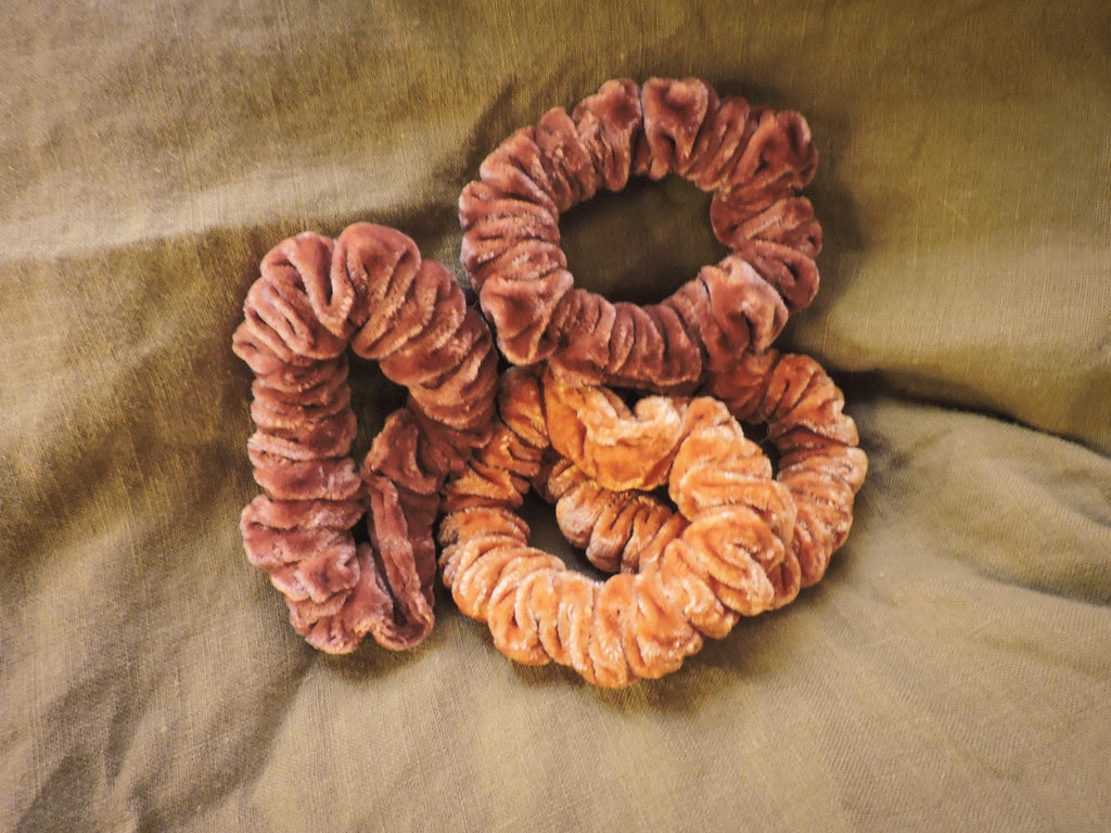 Small Velvet Scrunchie | Hand-Dyed Mulberry Silk | Naturally Dyed | Plant Dye