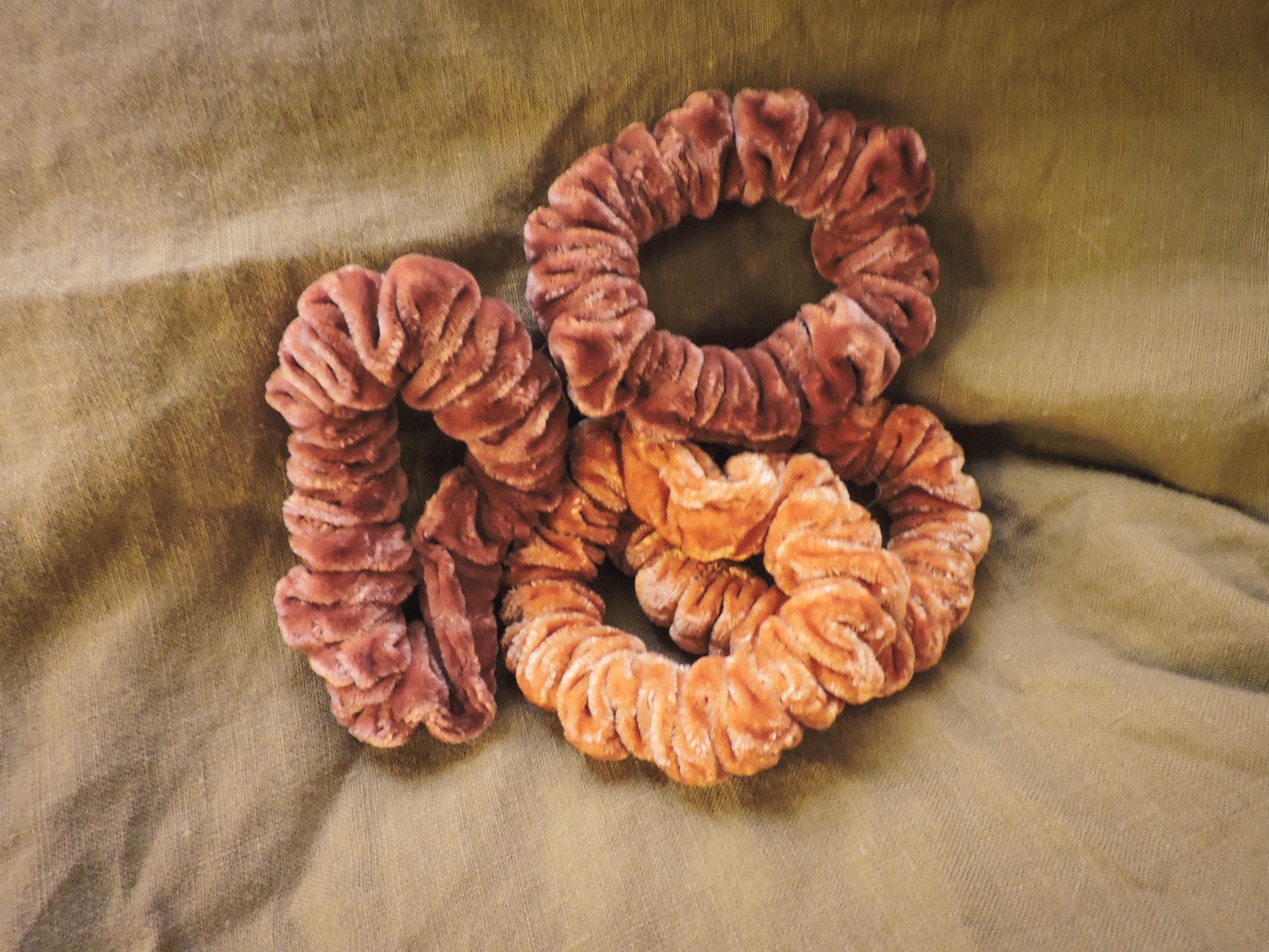 Small Velvet Scrunchie | Hand-Dyed Mulberry Silk | Naturally Dyed | Plant Dye