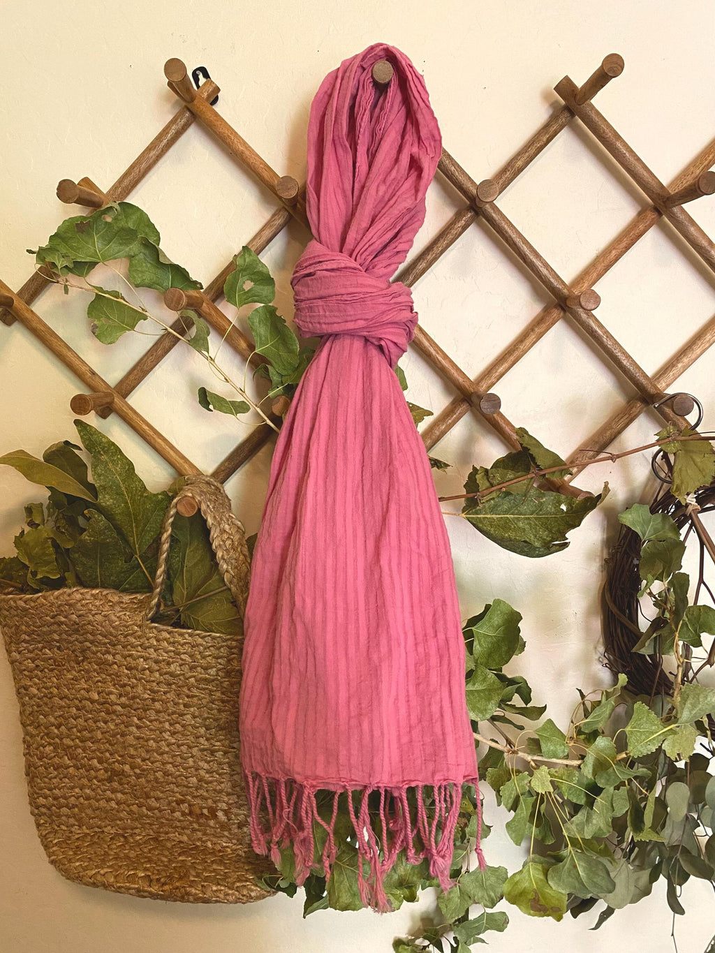Striped Scarf | Natural Dye | Organic Cotton | Golden Hour Dye