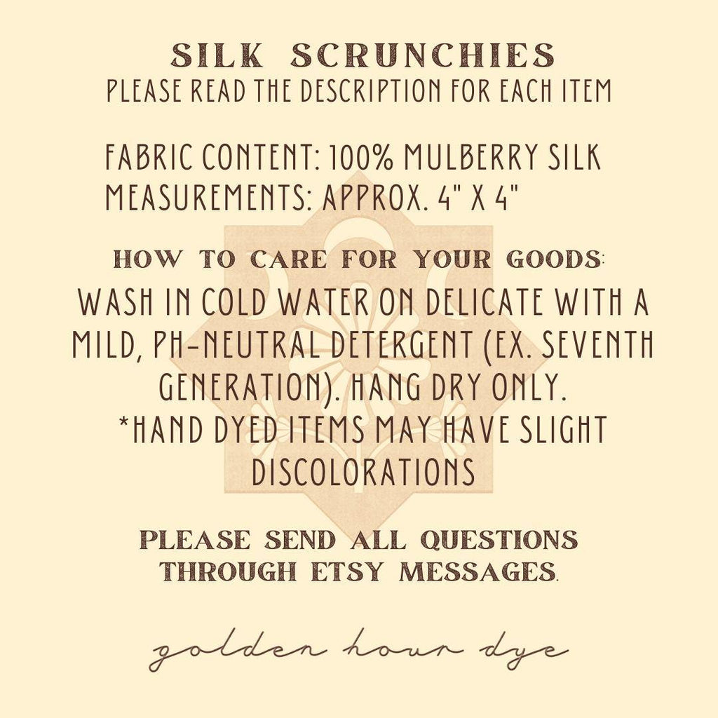 Silk Scrunchie | Hand-Dyed 100% Silk | Natural Dye |