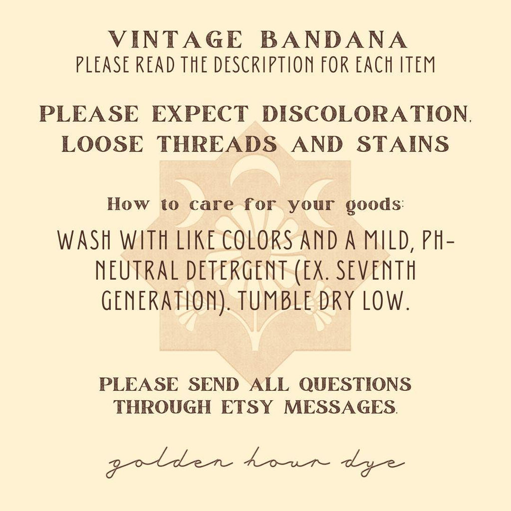 Vintage Hand-Dyed Bandana | Natural Dye | Wild Rag