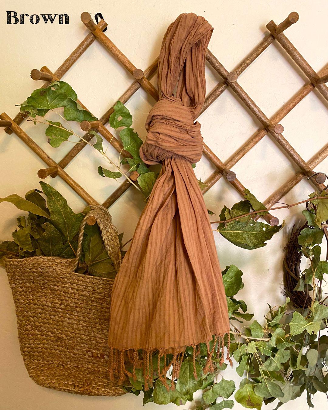 Striped Scarf | Natural Dye | Organic Cotton | Golden Hour Dye