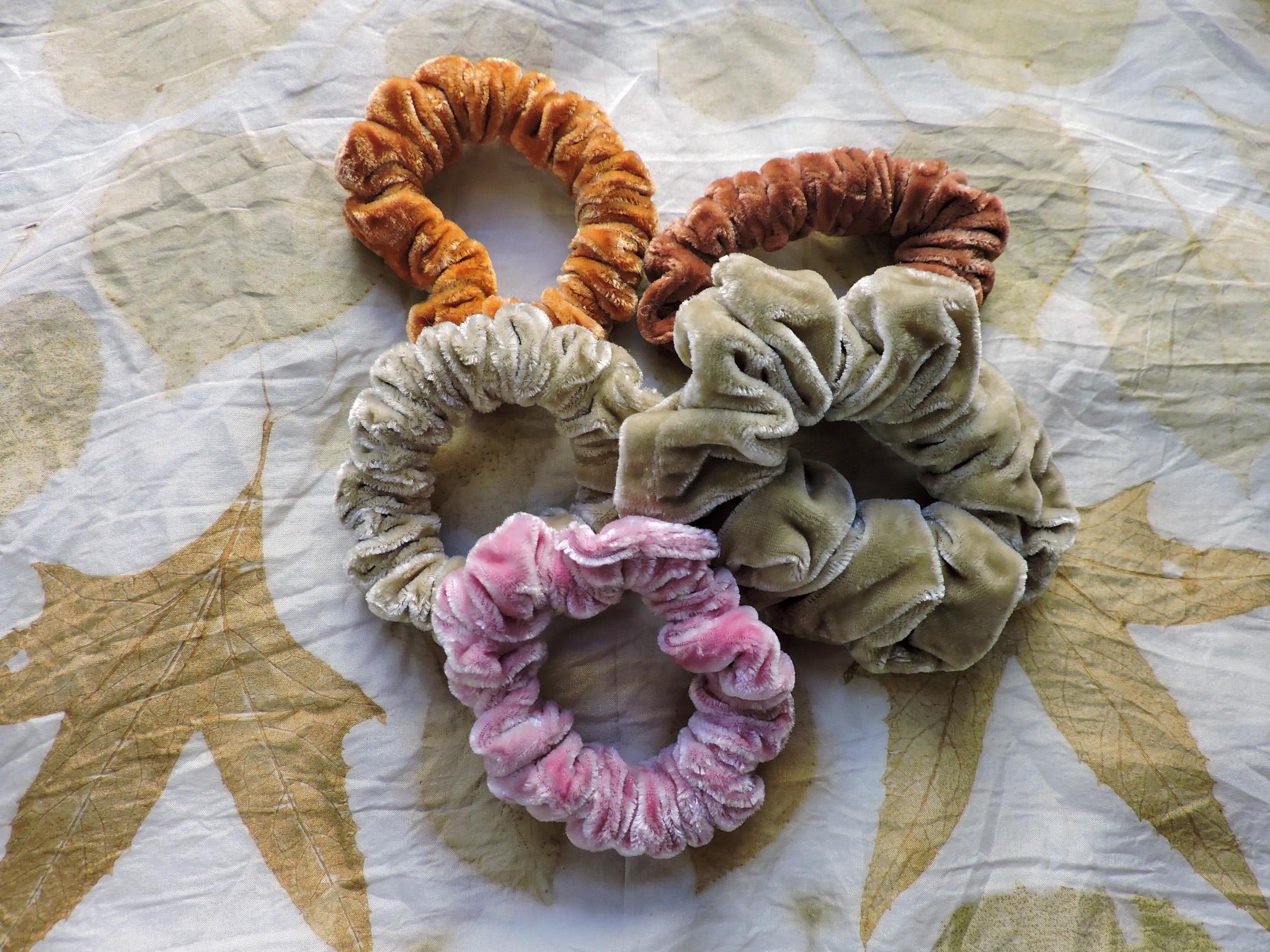 Small Velvet Scrunchie | Hand-Dyed Mulberry Silk | Naturally Dyed | Plant Dye