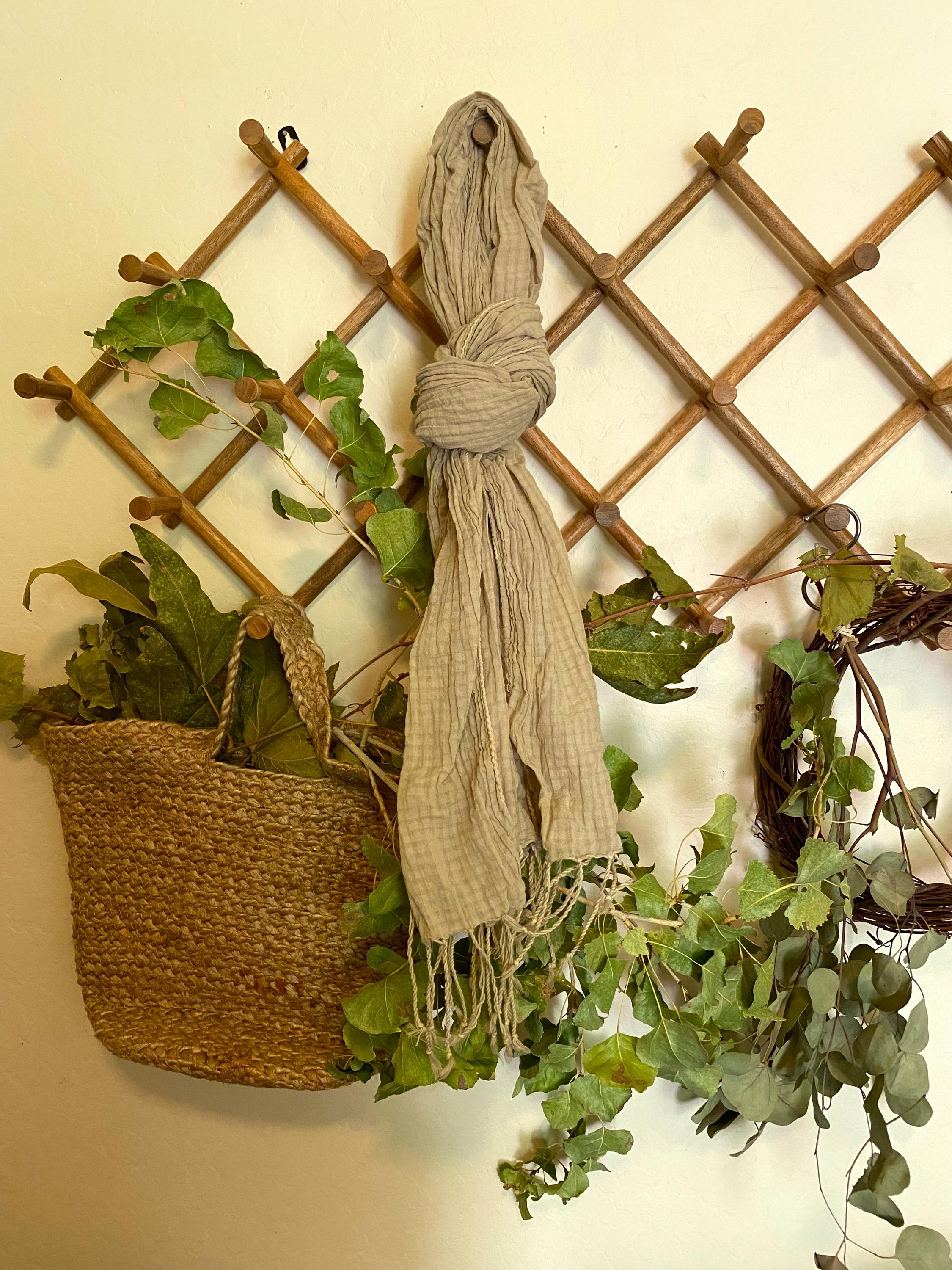 Gingham Check Scarf | Natural Dye | Organic Cotton | Lightweight Scarf | Compostable