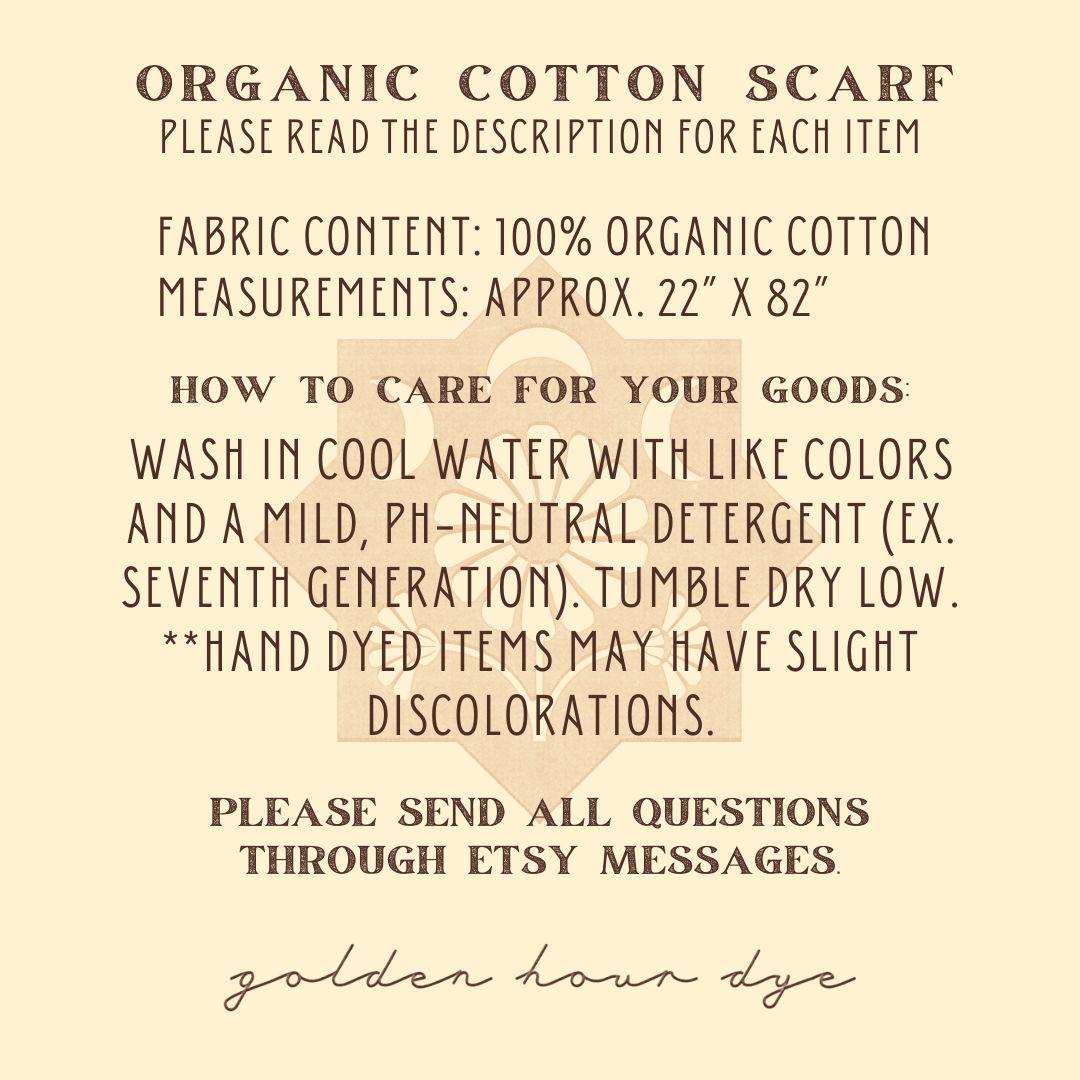 Gingham Check Scarf | Natural Dye | Organic Cotton | Lightweight Scarf | Compostable